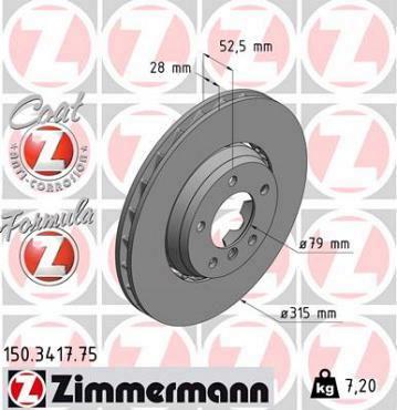 Zimmermann remschijf Formula Z vooras links M3 3.0 3.2 en Z3M