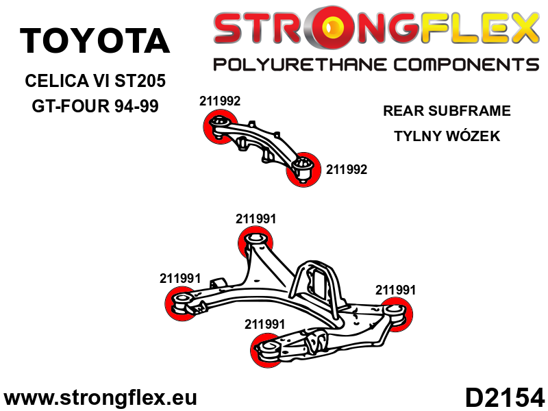 216271A: Rear subframe bush kit SPORT