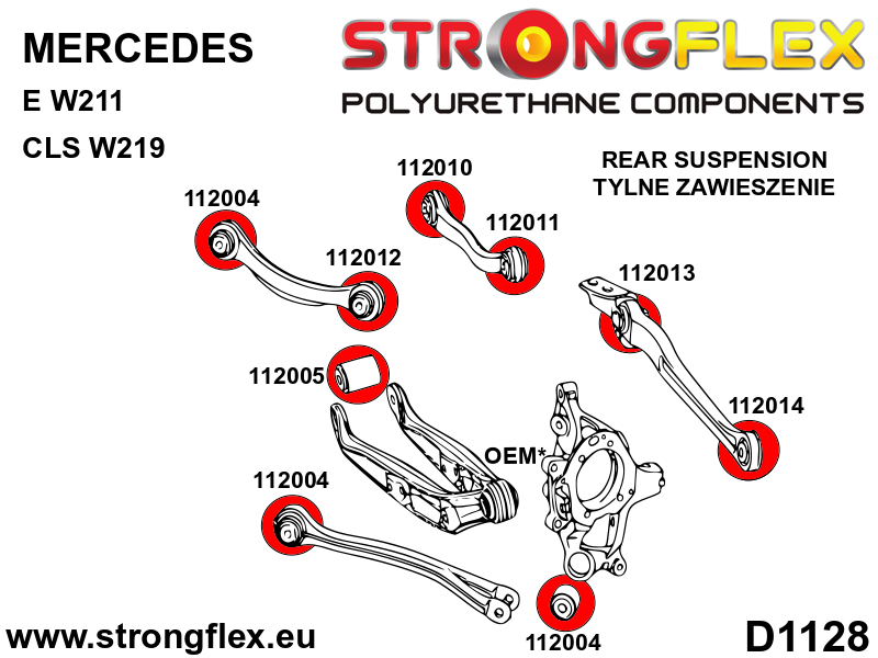 116259A: Rear suspension bush kit SPORT