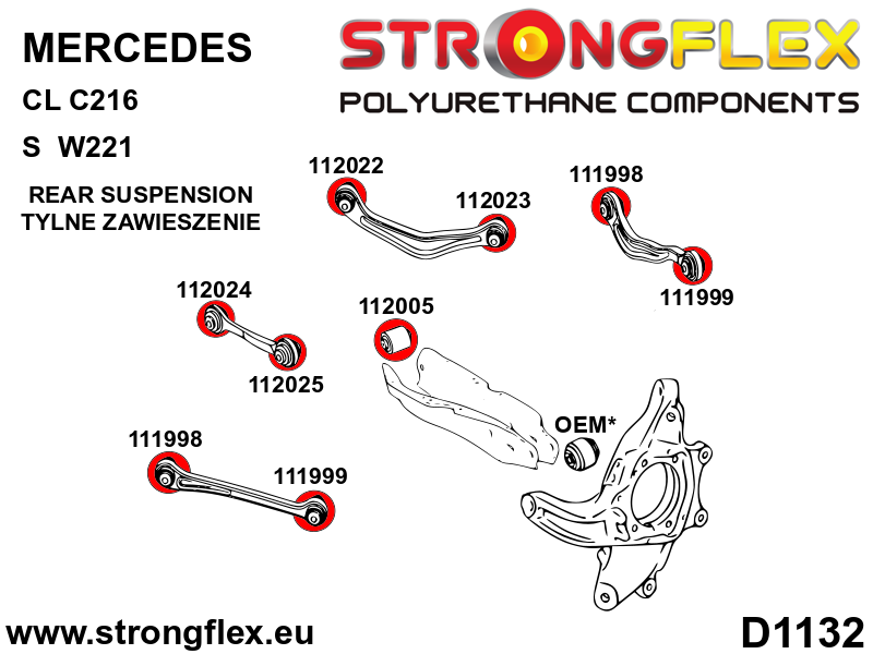 116260A: Rear suspension bush kit SPORT