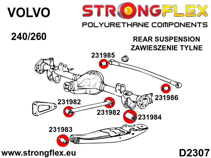 236209B: Rear suspension bush kit