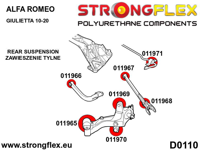 016250A: Rear suspension bush kit SPORT