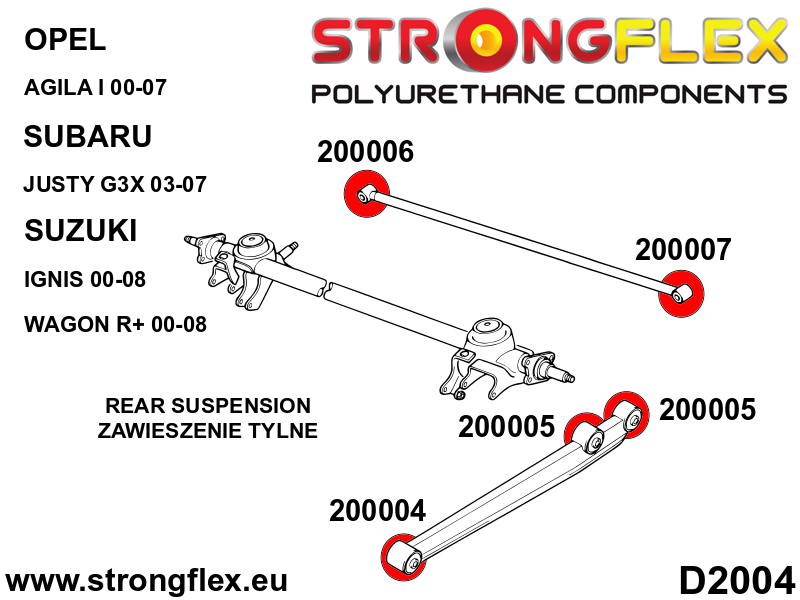 206158A: Rear suspension bush kit SPORT
