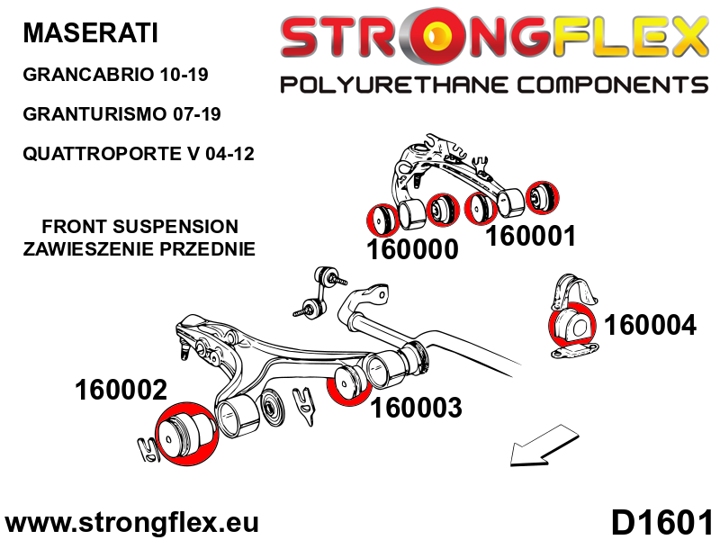 166102A: Front suspension bush kit SPORT