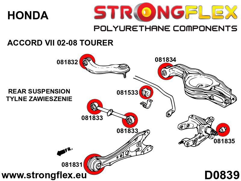 086231A: Rear suspension bush kit SPORT