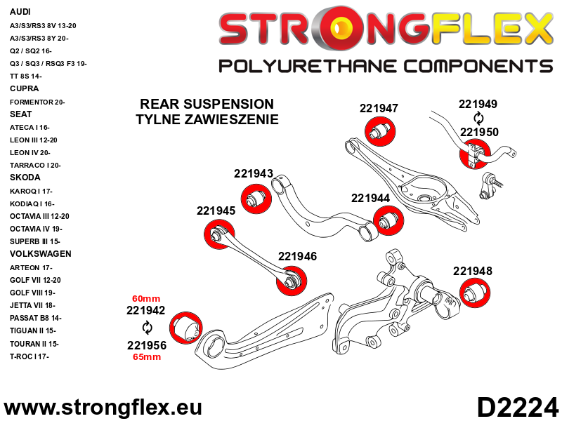 221956B: Trailing arm – front bush 65mm