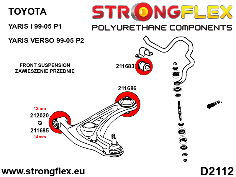 211683A: Front anti roll bar bush SPORT