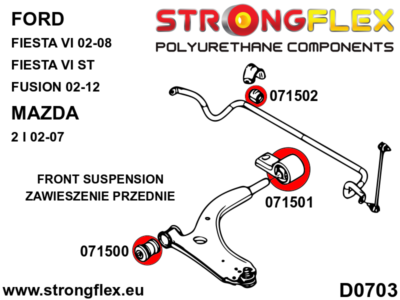 076168B: Front suspension and ream beam bush kit