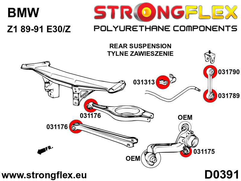 036120A: Rear suspension bush kit SPORT