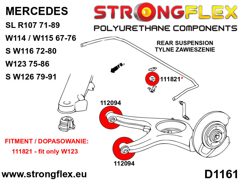 116300A: Rear suspension bush kit SPORT