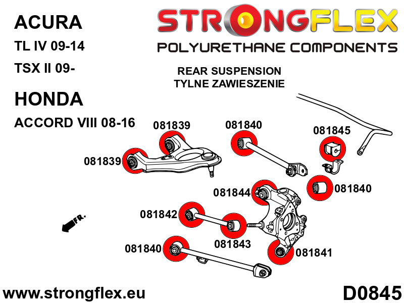086236A: Rear suspension bush kit SPORT