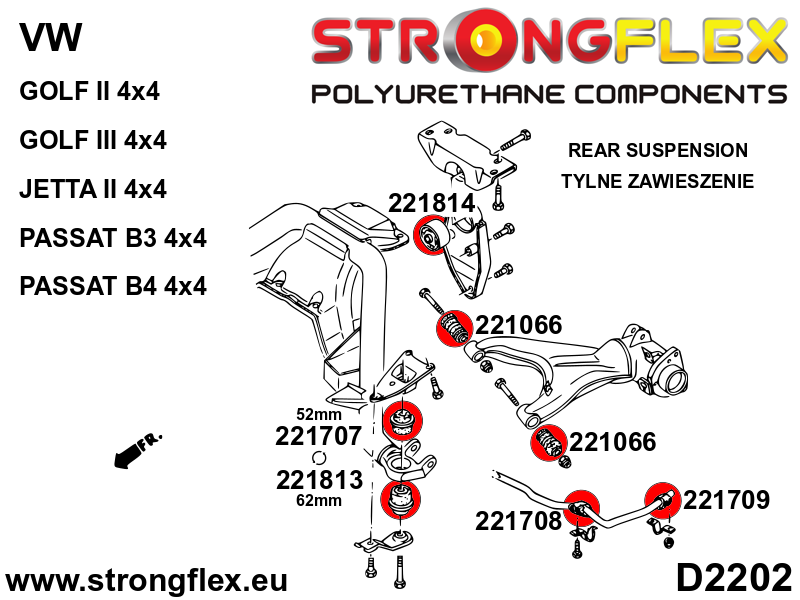 226237B: Rear suspension bush kit