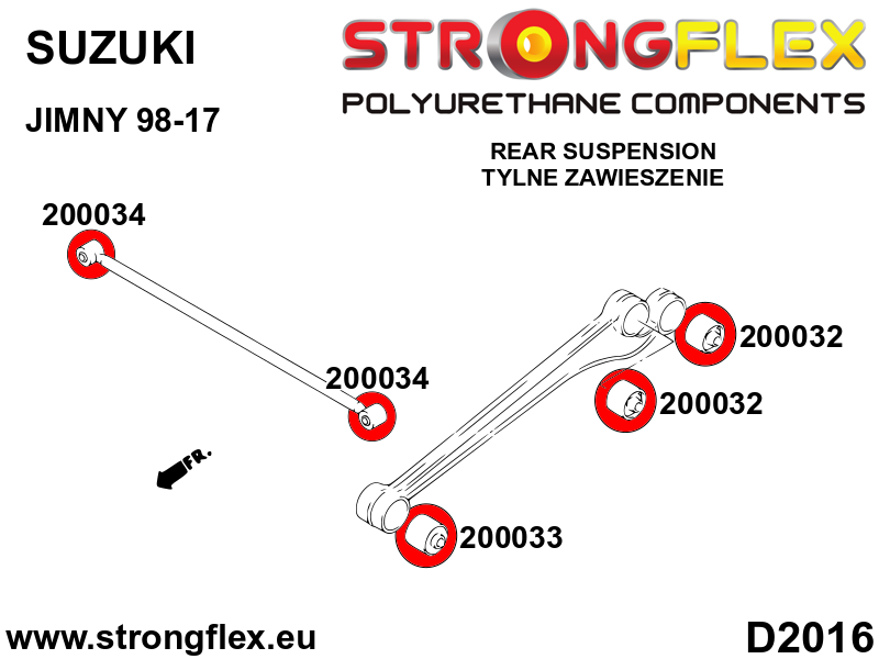 206173A: Rear suspension bush kit SPORT
