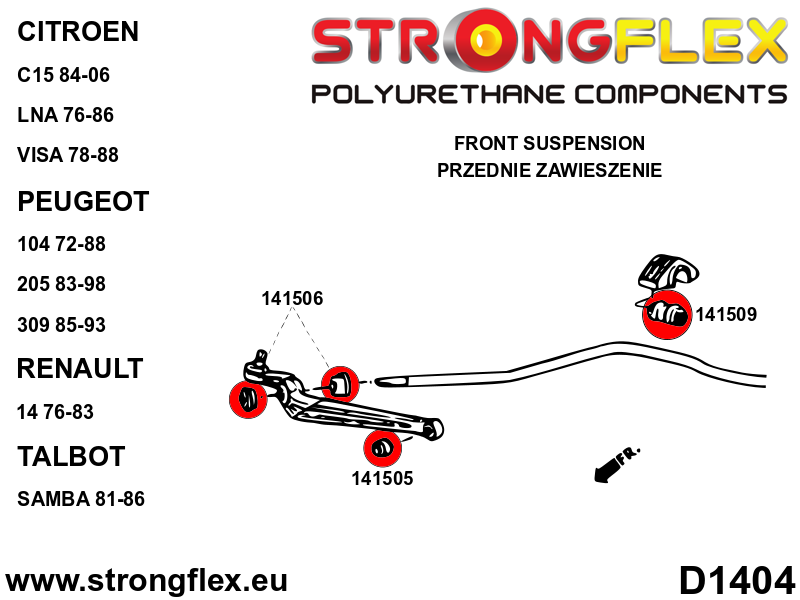 146104B: Front suspension and ream beam bush kit