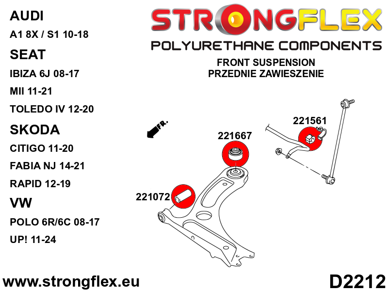 226243B: Front suspension and ream beam bush kit
