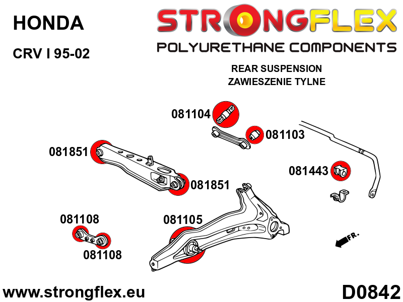 086242B: Rear suspension bush kit