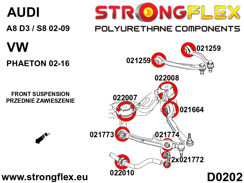 026290B: Full suspension polyurethane bush kit