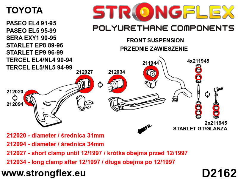 212094A: Front control arm – front bush 34mm SPORT