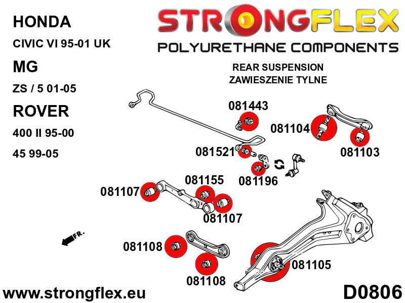 086039B: Rear suspension bush kit