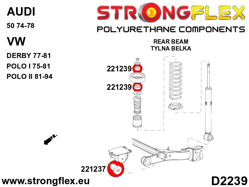 221239A: Rear shock absorber mounting bush SPORT