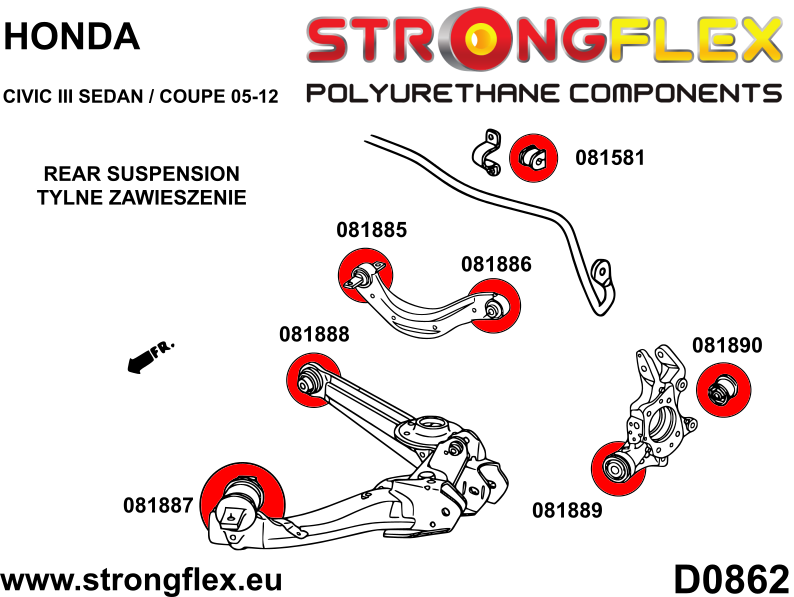 086255B: Rear suspension bush kit