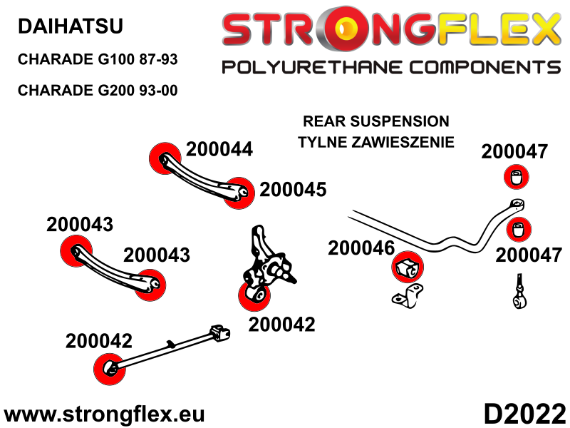 206178B: Rear suspension bush kit
