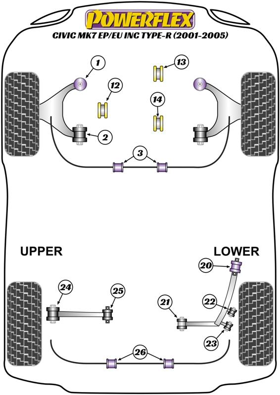 Rear Upper Arm Outer Bush, Camber Adjustable Civic Models, CR-V Models, Element, Integra Models, black