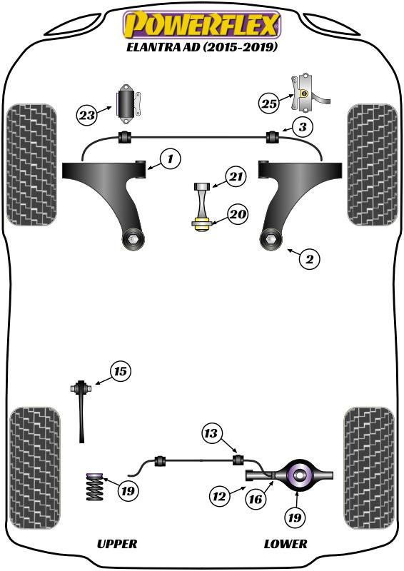 Rear Trailing Arm Bush Elantra Models, i30 Models, Ioniq AE, Kona inc N, Veloster Models, Cee'd/Proceed/XCeed Models, Niro DE, black