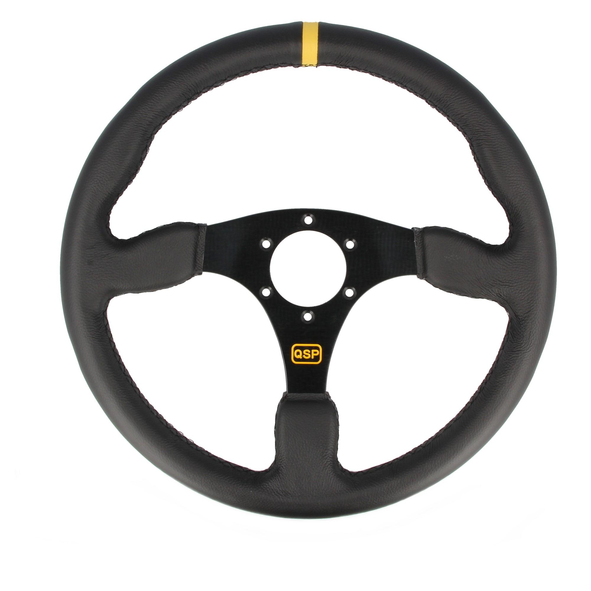 QSP Sports Steering Wheel Leather 350 mm - Flat