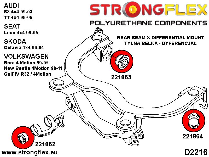 221863A: Rear diff mount - rear bush SPORT