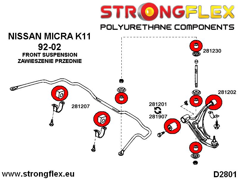 281201A: Front wishbone front bush 28,5mm SPORT