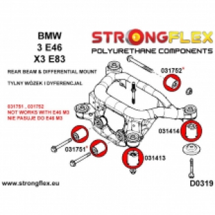 Strongflex diff ophang bussen E46, E83 X3 en Z4 E85 E86 E89(non-M) 3 stuks