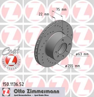 Front perforated brake discs Zimmermann E21