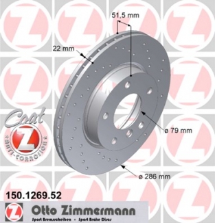 Voorzijde geperforeerde remschijven Zimmermann E36/E46