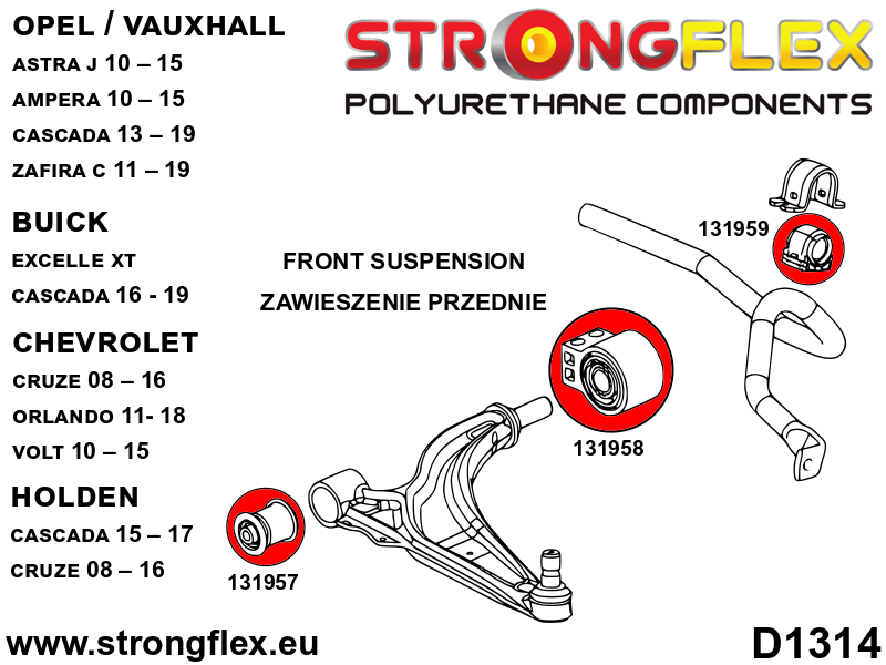 136219A: Front suspension bush kit SPORT