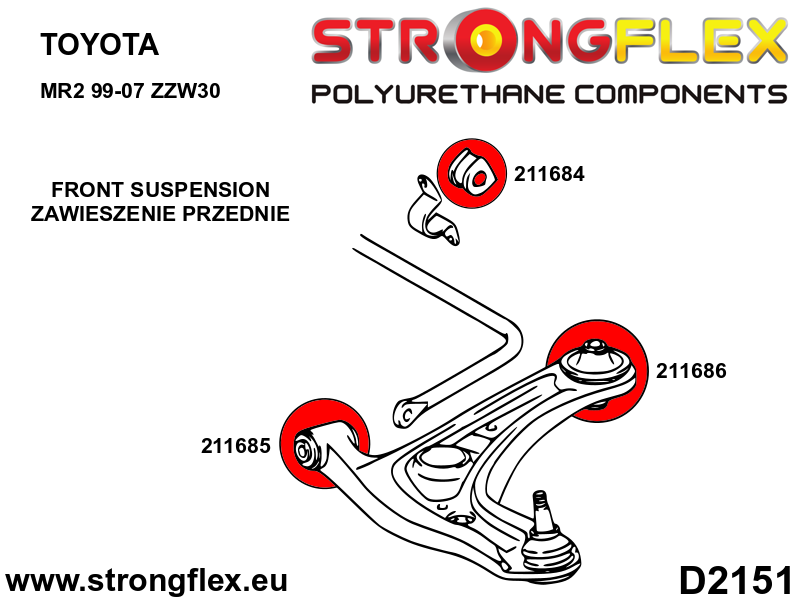 211684A: Front anti roll bar bush SPORT