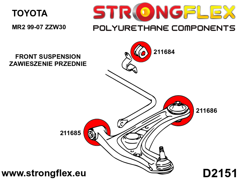 216270A: Front suspension bush kit SPORT