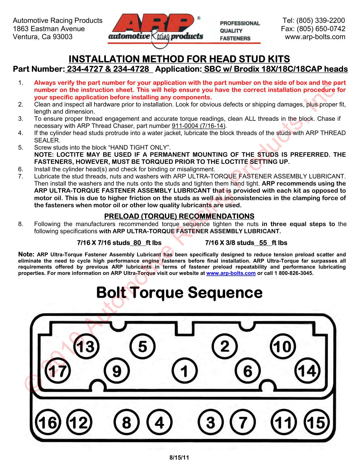 SB Chevy 18ºC & 18ºX Brodix-kop met 3/8 stapbout
