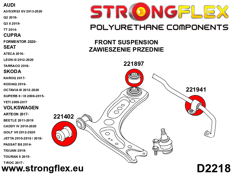 226226B: Front suspension bush kit