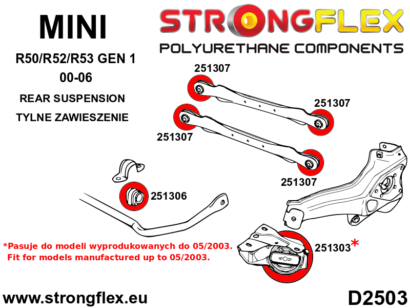 256205A: Full suspension bush kit up to 05/2003 SPORT