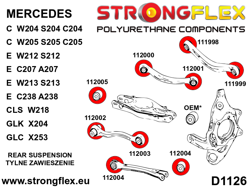 116256A: Rear suspension bush kit SPORT