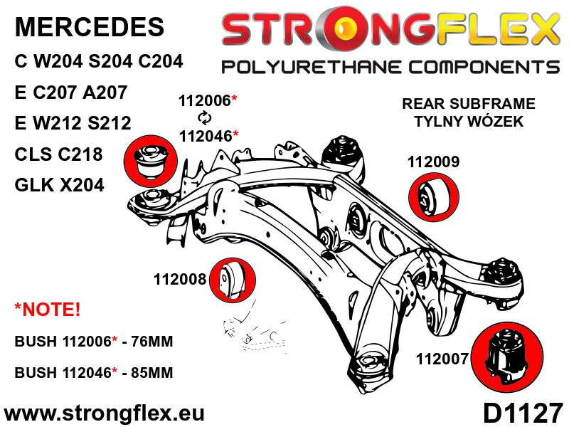 112046A: Rear crossmember – front bush 85mm SPORT