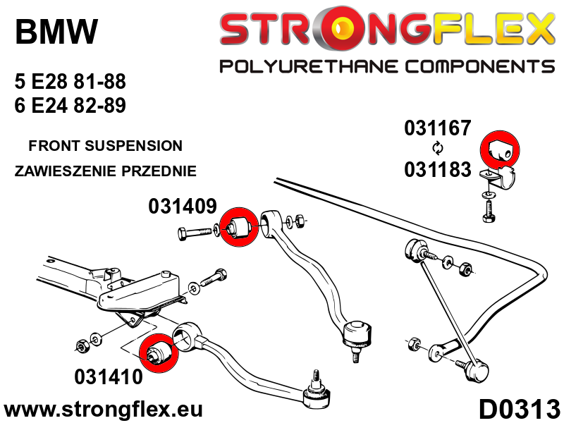 036076A: Front suspension bush kit SPORT