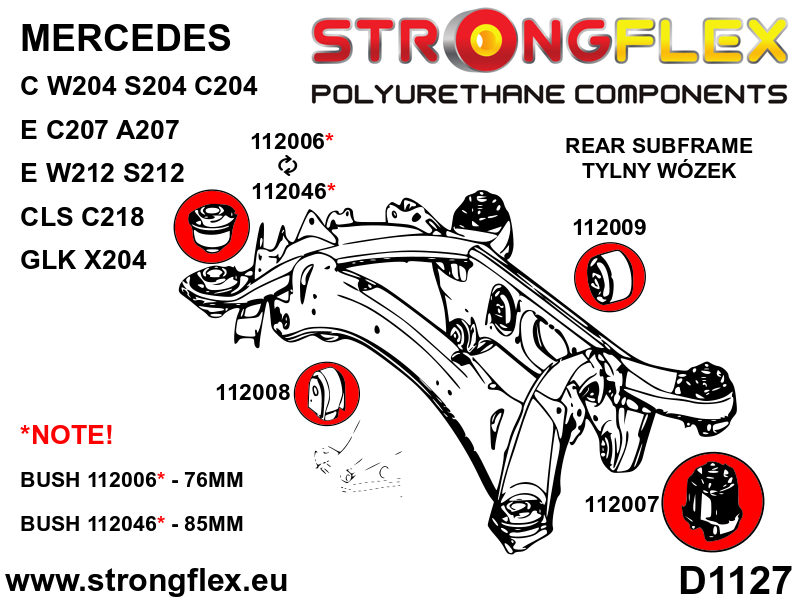 116273B: Full suspension  polyurethane bush kit
