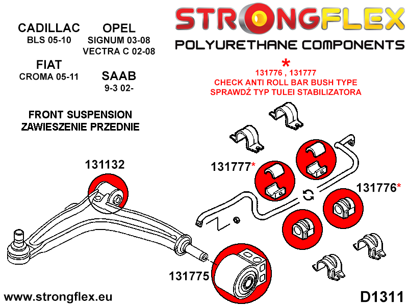 136220A: Front suspension bush kit SPORT