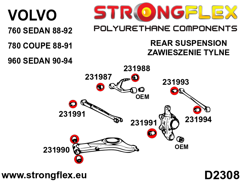 236211A: Rear suspension bush kit SPORT