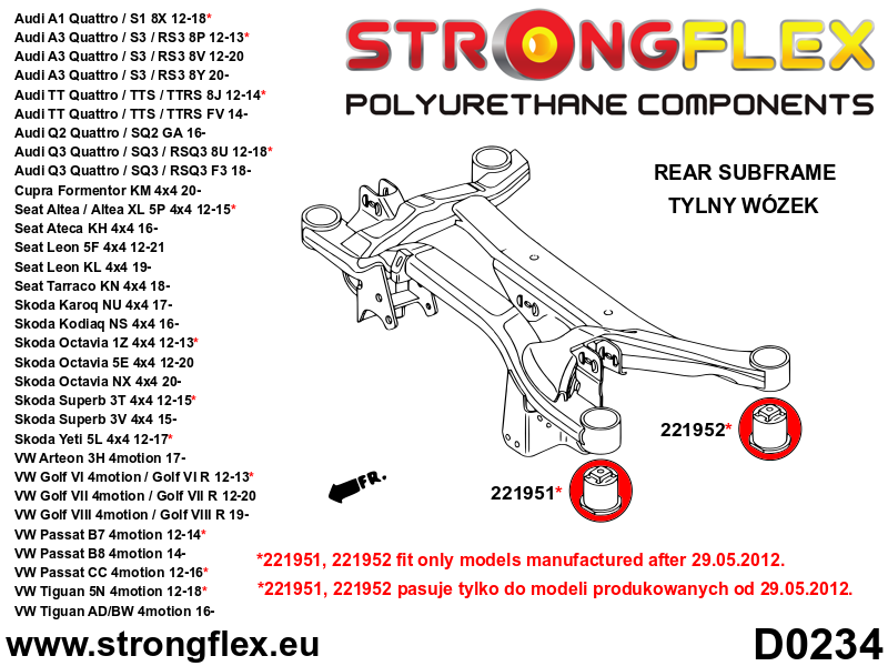226229A: Rear subframe bush kit SPORT - after 29.05.2012