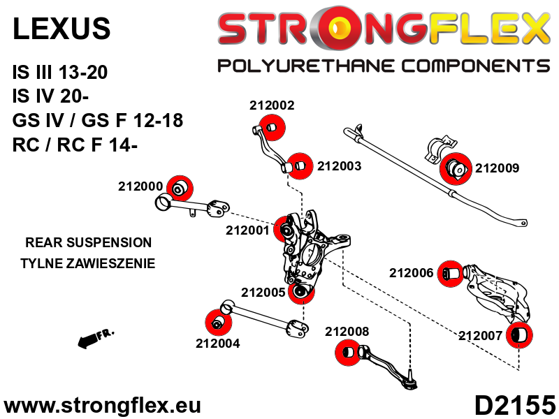 216272A: Rear suspension bush kit SPORT