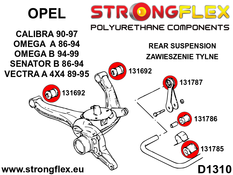 136224A: Rear suspension bush kit SPORT