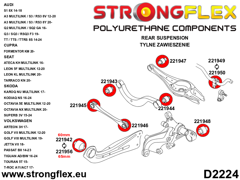 226240A: Full suspension polyurethane bush kit SPORT